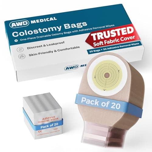 20 PCS Colostomy Bags Ostomy Supplies OnePiece Drainable Ostomy Bag with Odor Control for Ilestomy Stoma Care Includes Measuring Guide and 20 Adhesive Remover Wipes CuttoFit