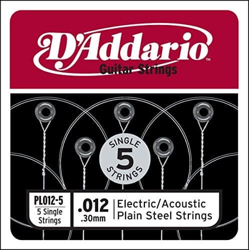 D'Addario PL012-5 Plain Steel Guitar Single String, .012 5-pack