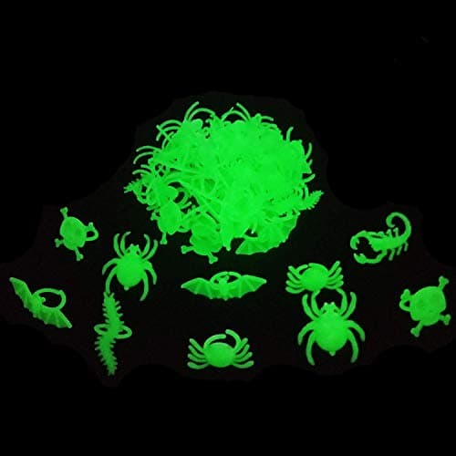 kockuu 56pcs Spider Rings Glow in The Dark Plastic Bugs Insects Ring Toys for Kids Toddlers Halloween Party Favors Trick or Treat Rings April Fools Day Prank Gifts