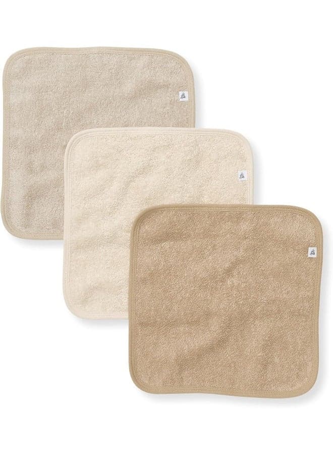 Burt's Bees Baby Infant Washcloths, 100% Organic Cotton, Soft and Super Absorbent Knit Terry & Woven Terry Wash Cloth - 3 Pack Set