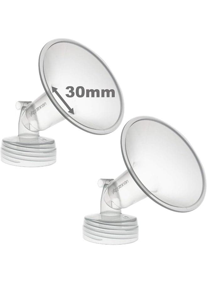 Nenesupply 30mm 2 pc Flanges Compatible with Spectra S2 S1 9 Plus Synergy Gold Breastpump Replacement to Spectra Pump Parts Flange Accessories Wide Mouth Work with Valve Backflow Protector Bottle