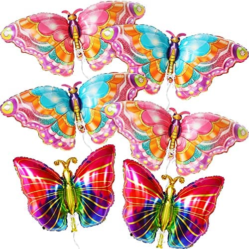 KatchOn Huge Monarch Butterfly Balloons 38 Inch Pack of 6 Butterfly Mylar Balloon Butterfly Baby Shower Decorations for Girl Butterfly Birthday Decorations Butterfly Party Decorations