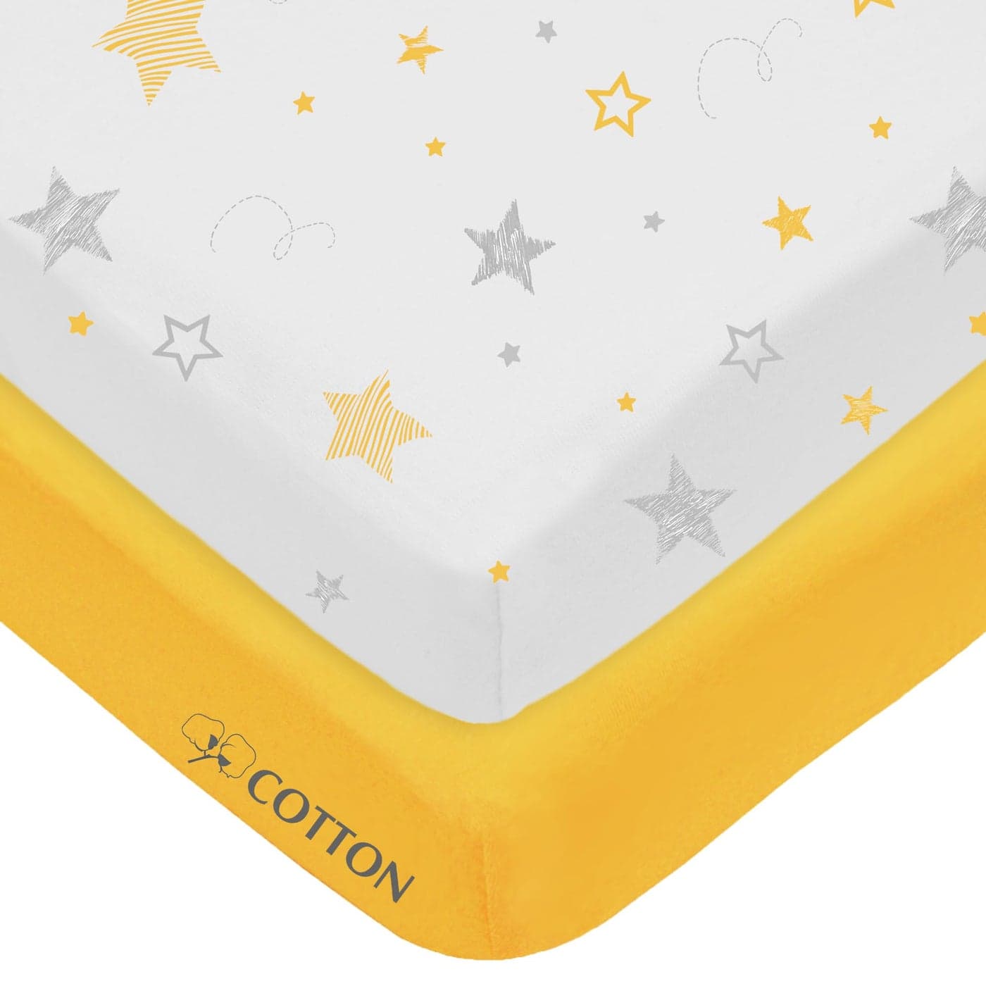 American Baby Company 2 Pack 100 Natural Cotton Fitted Crib Sheets 52 x 28 Soft Breathable Hypoallergenic Gentle Toddler Bed Sheets Golden Yellow StarYellow Neutral for Boys Girls