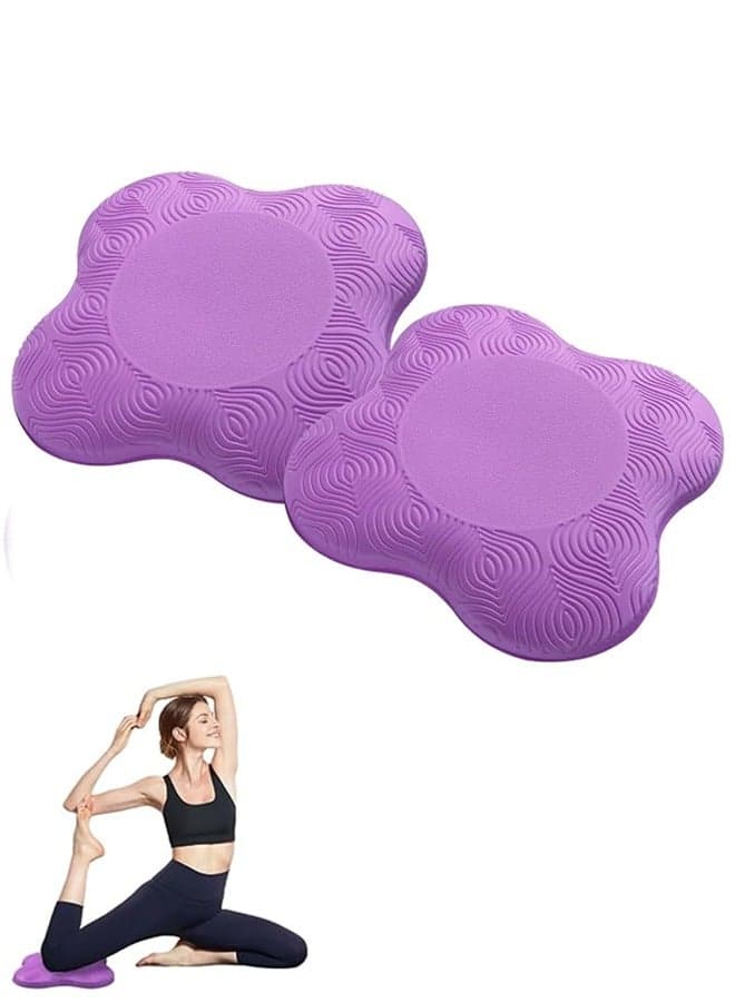 2PCS Yoga Knee Pads for Women Men, Extra Thick Foam Exercise Pads, Non-Slip Gym Cushion for Knees, Elbows Hands, Lightweight Durable Workout Accessories, Yoga Essentials (Purple)