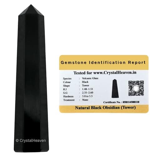 Crystal Heaven Black Obsidian Tower Obelisk Point For Chakra,Healing And Balancing-Aaa Grade Original Certified Gemstone Agate For Reiki Meditation Yoga Spiritual(2-3 Inches)
