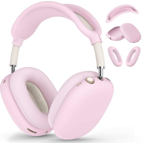 Silicone Case Cover for AirPods Max, Ear Pad Case Cover/Ear Cups Cover/Headband Cover for AirPod Max Headphones, Accessories Soft Silicone Protector for Apple AirPods Max New USB-C (2024) (Pink)