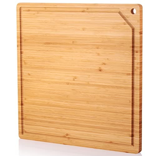 Zubebe Large Stove Cutting Board 20 x 20 Burner Cover Square Rv Chopping Board with Hole Grooved for Oven Apartment KitchenAcacia
