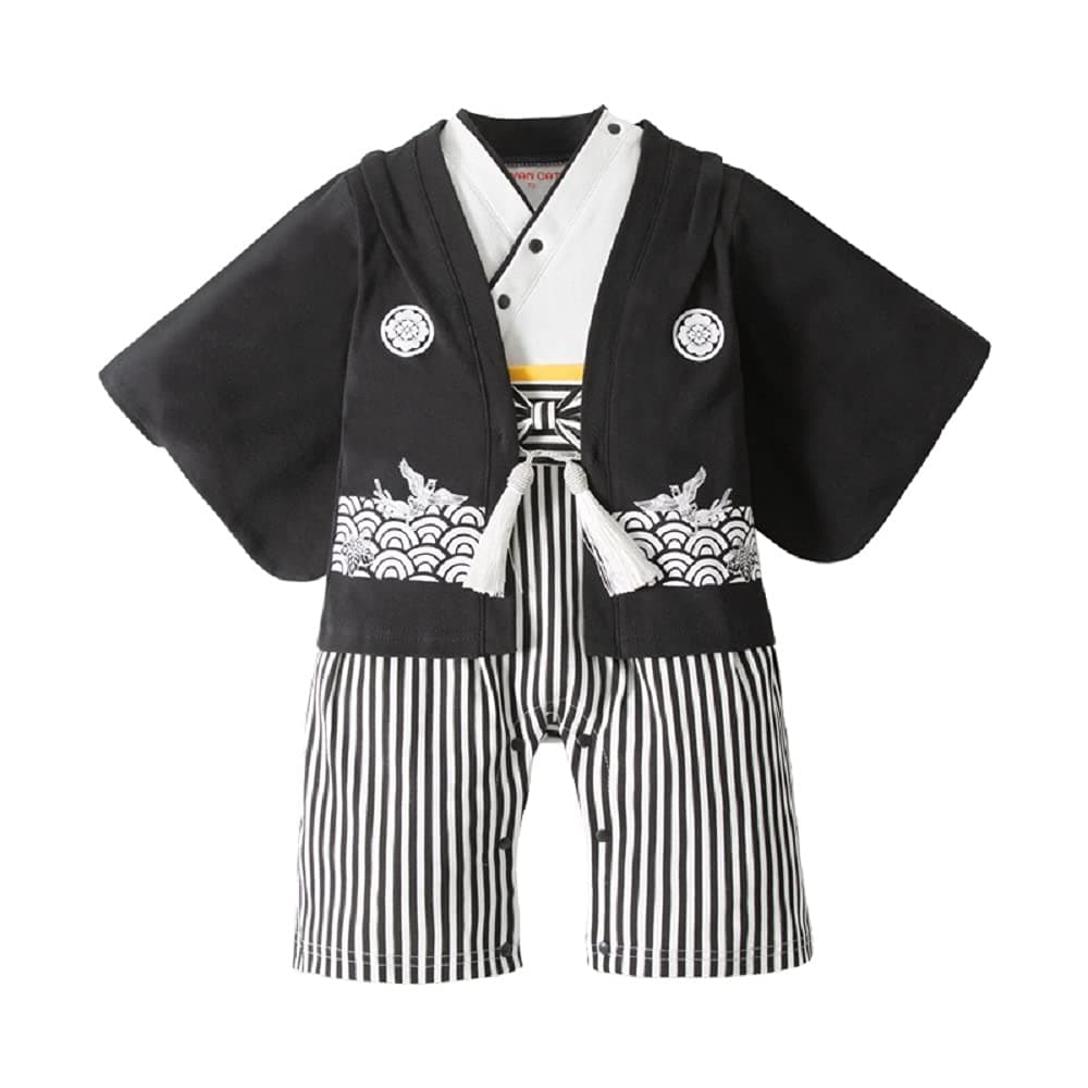 SZCQ Baby Boy Kimono Romper Suit Japanese Costumes Infant Cotton Samurai Outfits BlackWhite XXL34Year