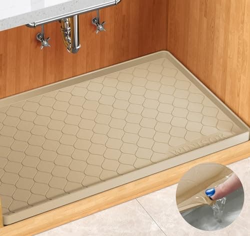 Winisok Silicone Under Sink Mat 31 x 22 kitchen Essentials and Gadgets Shelf liner and Cabinet Protector Home Organizers and Storage Waterproof Bathroom Tray