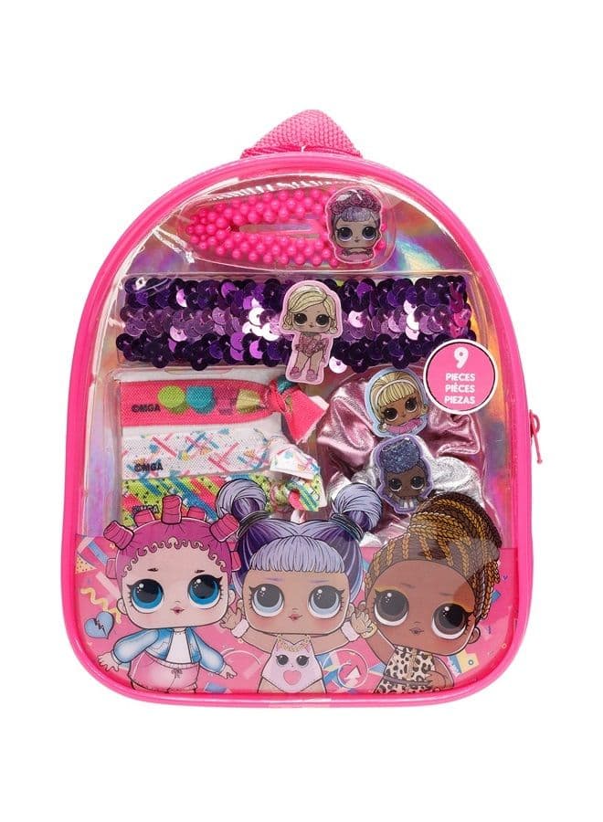 L.O.L Surprise! Townley Girl Backpack Cosmetic Makeup Gift Bag Set includes Hair Accessories and Clear PVC Back-pack for Kids Girls, Ages 3+ perfect for Parties, Sleepovers and Makeovers