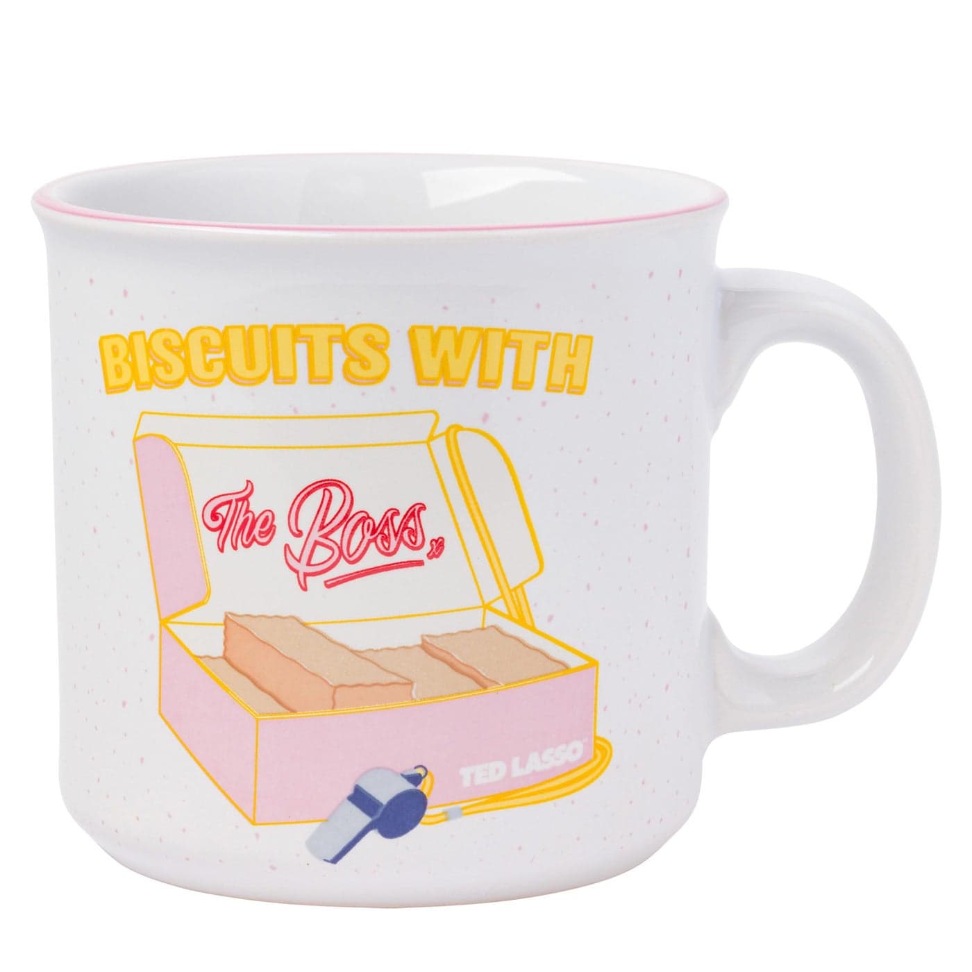 Silver Buffalo Ted Lasso Biscuits with the Boss Ceramic Camper Mug 20 Ounces