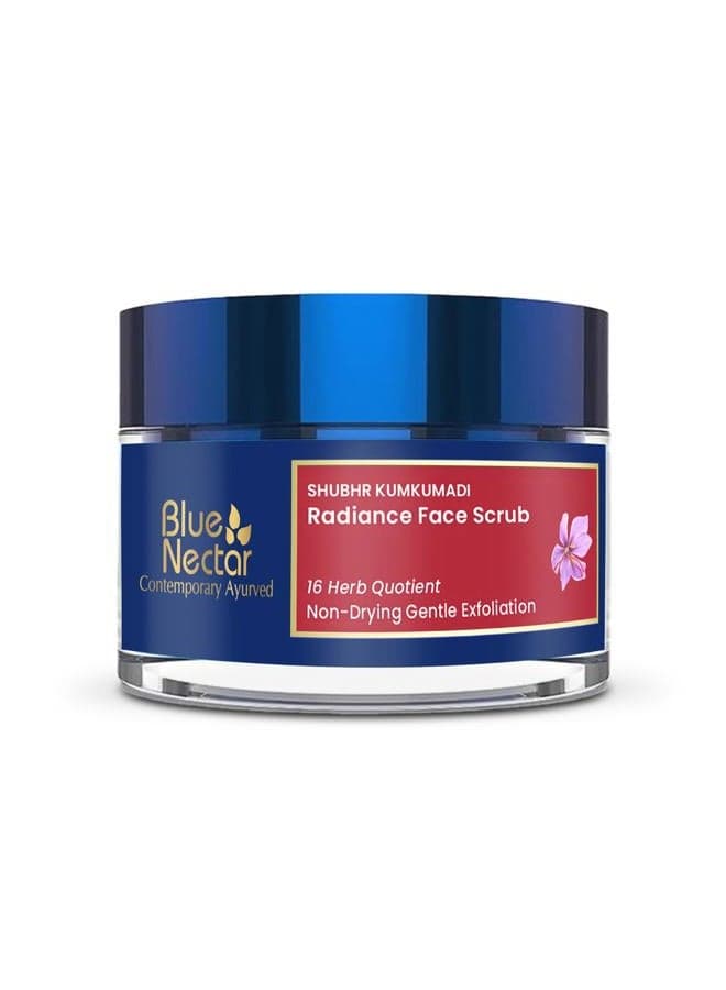 Saffron Face Scrub for Glowing Skin by Exfoliating Face Scrub | Gentle Ayurvedic Kumkumadi Oil Tan Remover for Refreshing Sun-exposed Skin (16 Herbs, 50g)