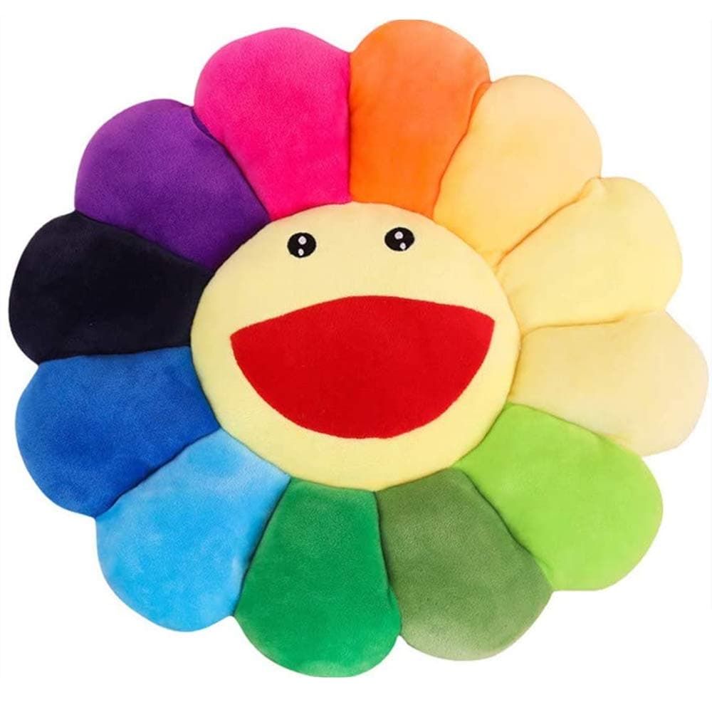 SNEPOO Smile Face Plush Rainbow Pillow Sunflower Indie Decor Plush Pillow Soft Comfortable Flower Floor Pillow for Home Reading Bed Room Decoration