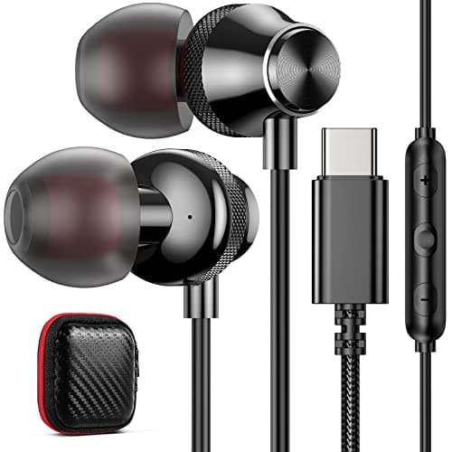 USB C Wired Earbuds for Google/Pixel 10 10a 9 8 8A 7 7A 6A for iPhone 17 17e Air 16 Pro Max 16e 15 Plus Corded Headphones for Apple/Android Type C Earphones for Samsung/Galaxy S26 S25 S24 Ultra Black