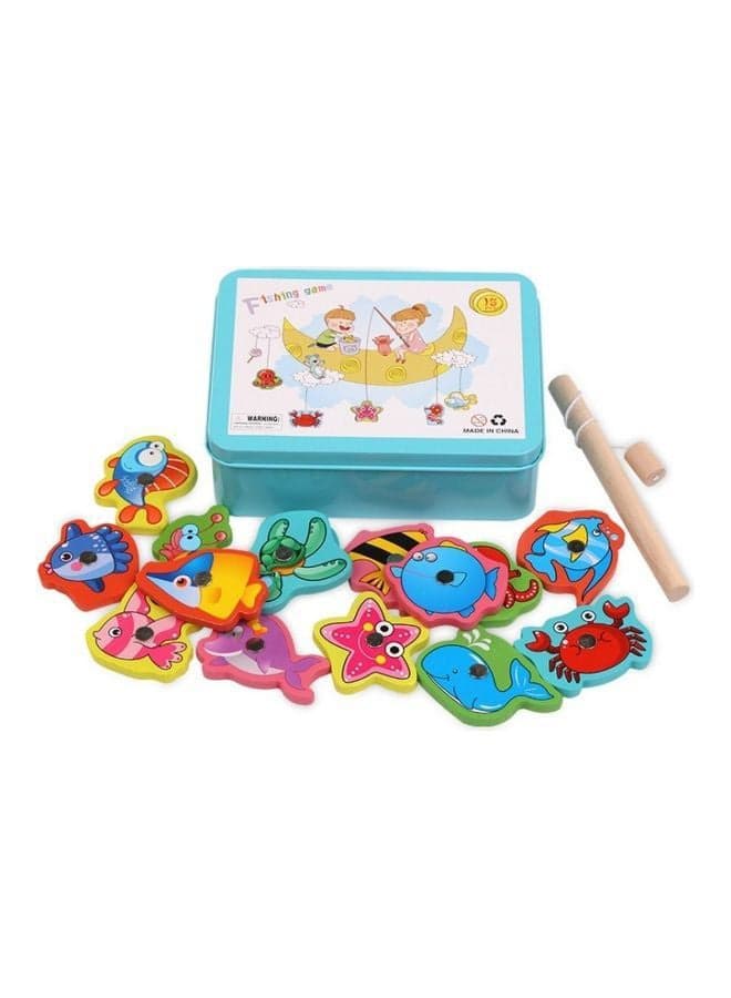15-Piece Wooden Magnetic Fishing Set