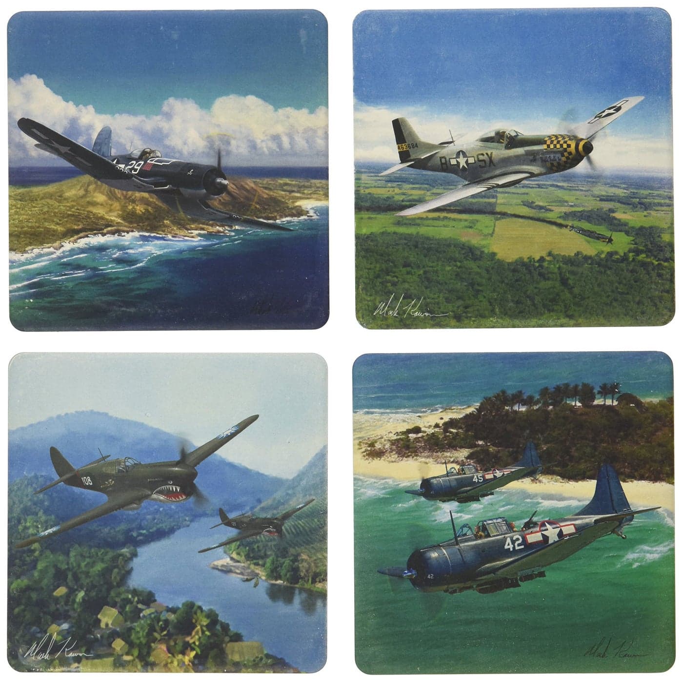CoasterStone Absorbent Coasters 414Inch War Planes Set of 4
