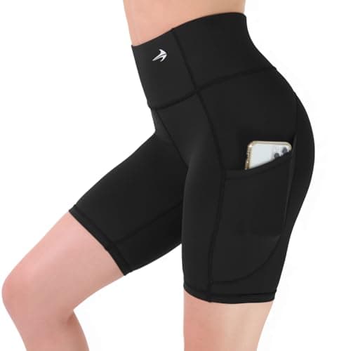 CompressionZ Womens Compression High Waisted Biker Shorts Tummy Control Athletic Gym Running Yoga Workouts 7 Black XSmall