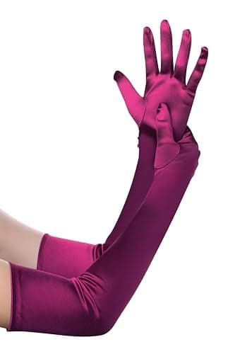 BABEYOND Long Opera Party 1920s Satin Tea Party Gloves Costume Stretchy Adult Size Elbow Length Bridal Gloves