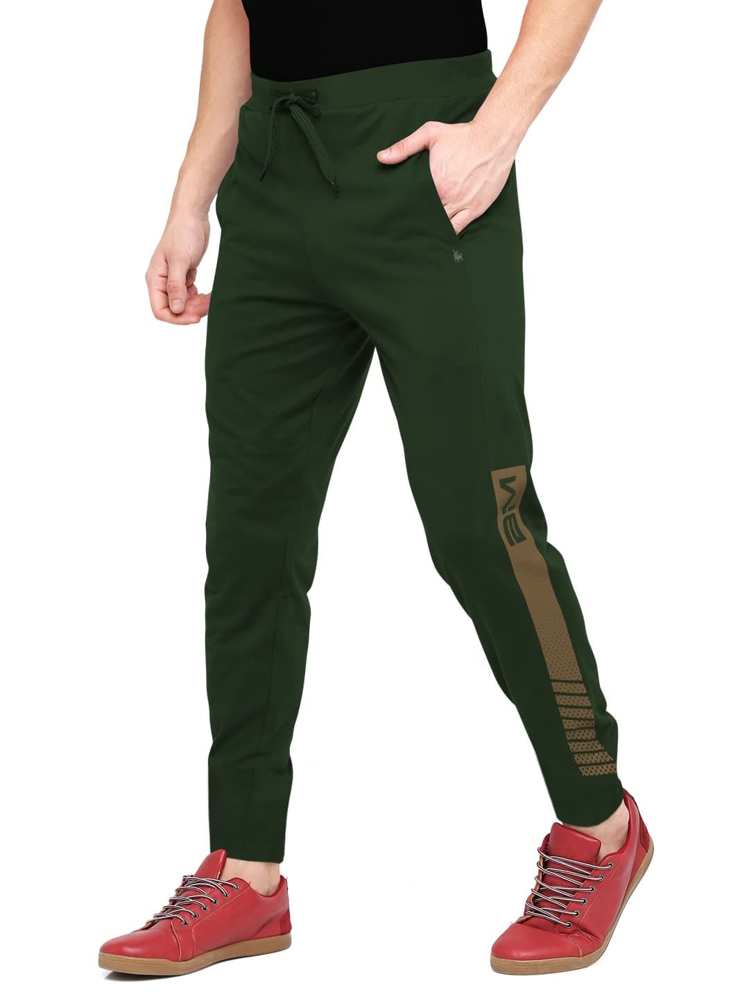 BULLMER Men's Regular Fit Polyester Trackpants (BUL-BTP21-001V_Olive Green_M), Mid Rise