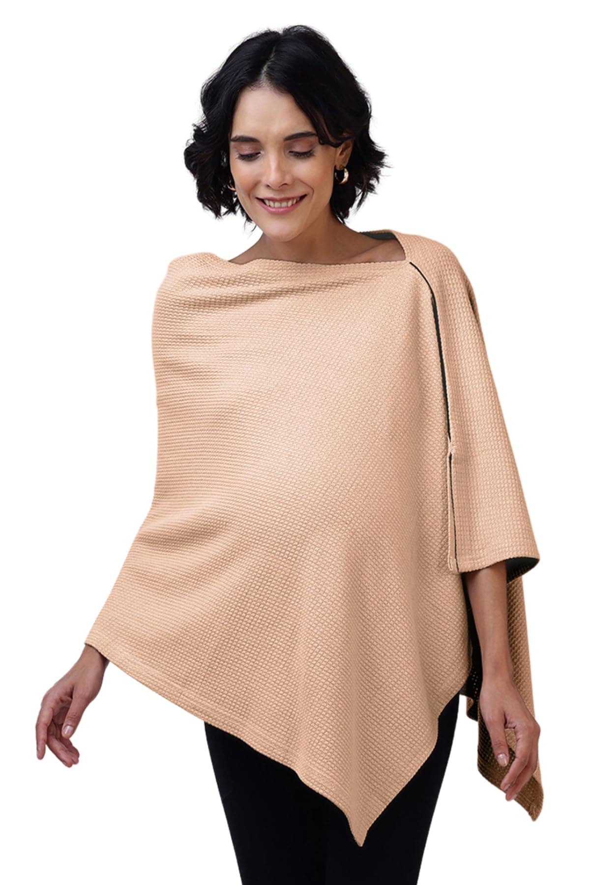 Zelena Cotton Bamboo Blend Premium Nursing Cover for Breastfeeding | Breastfeeding Cover for Mothers | Feeding Shawl for Mother | Feeding Cloth | Breathable Nursing Covers | Poncho For Mom (Champagne)