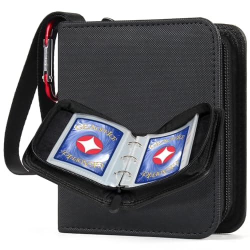 GEAoffice 1 Pocket Card Binder Mini Size Super Lightweight Small Collectible Trading Card Albums for 80 Cards 1 Pocket Top Loading Binder for TCG MTG SportsGame Cards Black