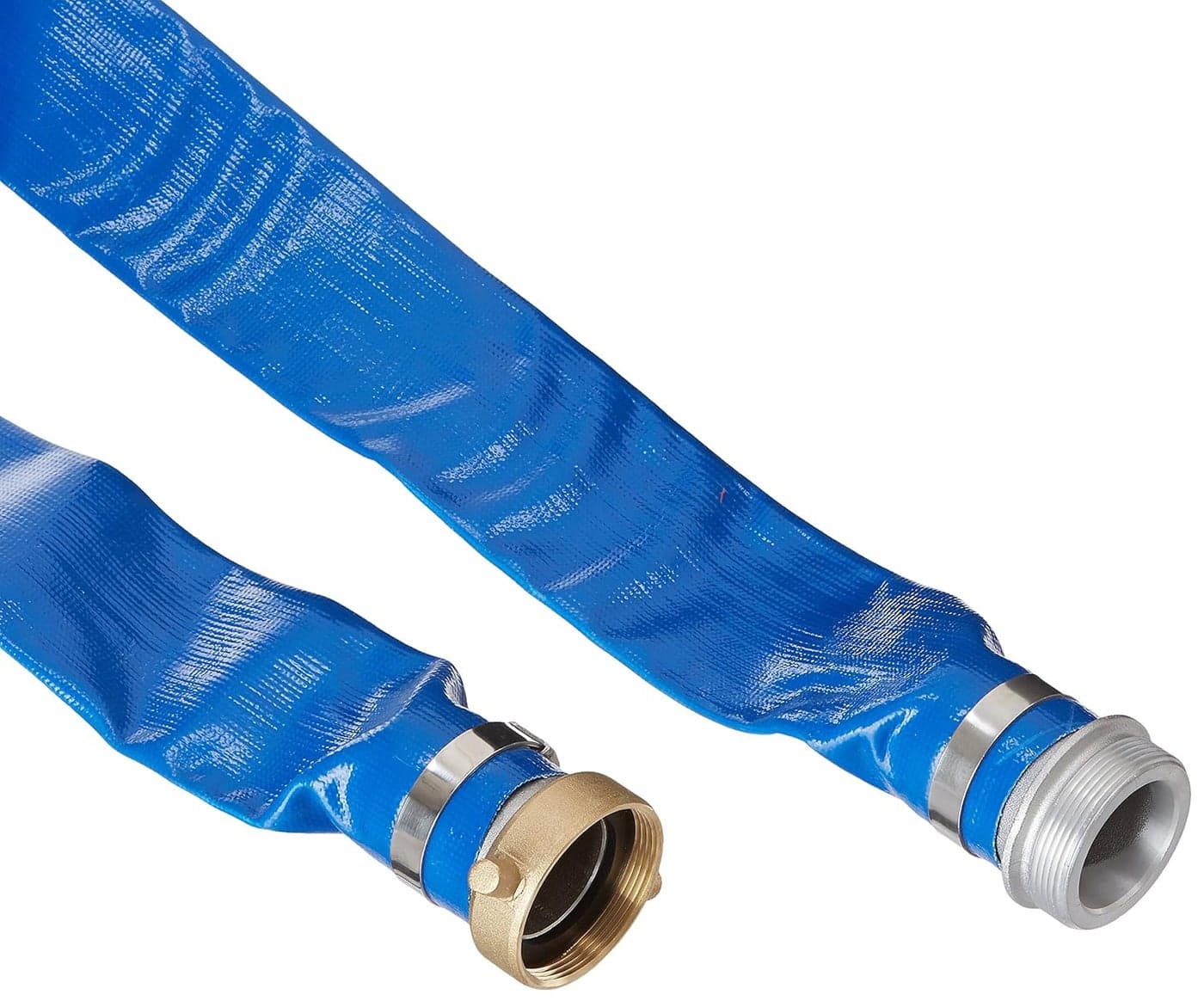 Apache 98138040 2 x 25 Blue PVC LayFlat Discharge Hose with Aluminum Pin Lug Fittings