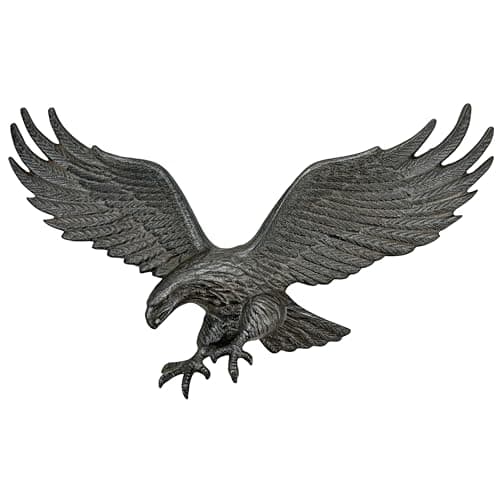 Linton Arts Metal Eagle Wall Decor – Cast Iron Patriotic Decoration Wall Art for Outdoor & Indoor, American Eagle Wall Hanging for Home, Garden, Patio, Door,Garage Decoration