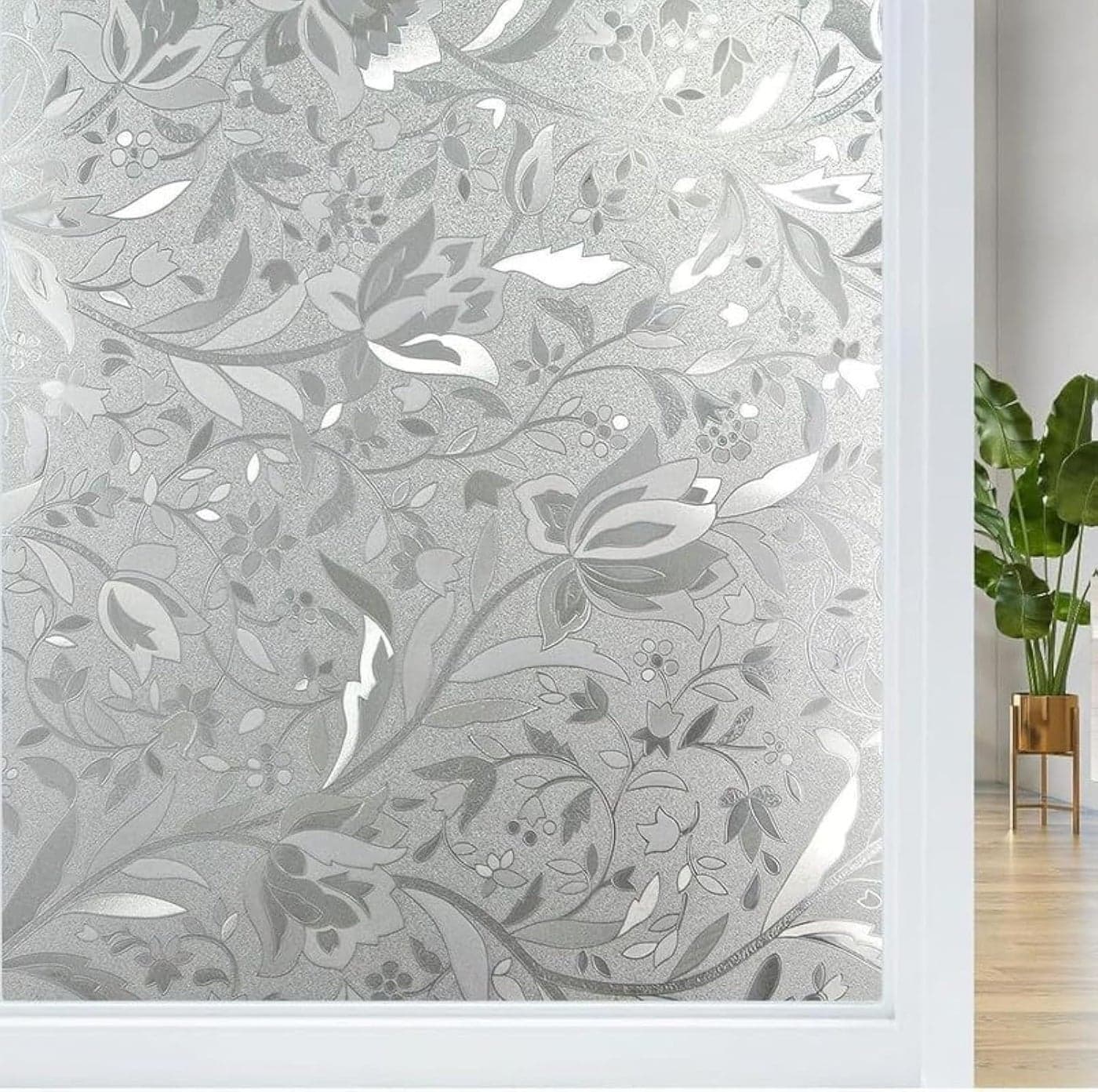 WISDOM Glass Window Frosted Film Self Adhesive Decorative Window Film for Privacy Vinyl Frosted Film (Glass Flower Frosted, 12x60 inch)
