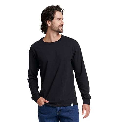 Russell Athletic Mens Cotton Performance Long Sleeve T-Shirts T Shirt, Black, 3X-Large US