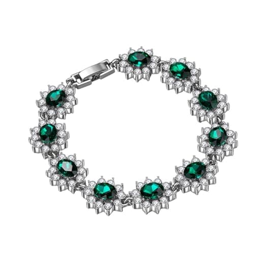 Shining Diva Fashion Latest Stylish Green Crystal Gift CZ Bracelet for Women and Girls (16041b)