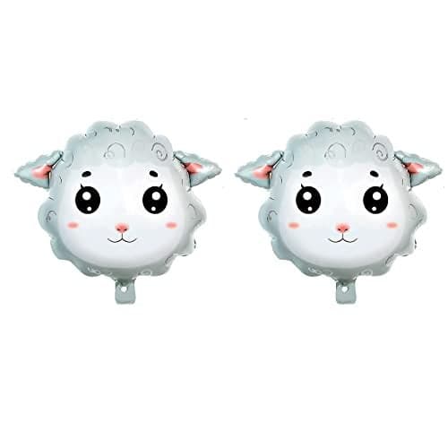 RS 2PCS Sheep Balloon Shape Animal Sheep Aluminum Film Balloon Birthday Party Children's Party Decoration Animal themed Birthday Party Decorations