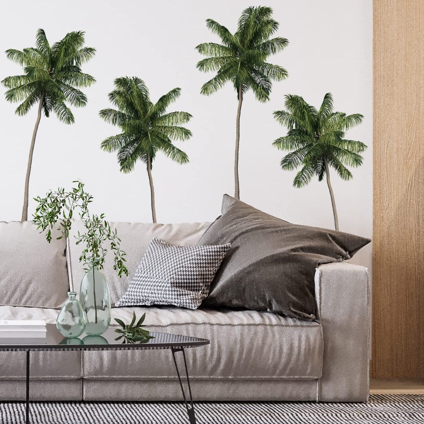 FAYYGYH Tropical Plants Green Leaves Wall Decals Palm Tree Plant Wall Stickers Removable Art Murals for Living Room TV Background Bedroom Office Nursery Decor