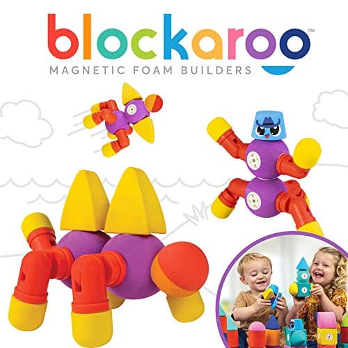 Blockaroo Magnetic Foam Building Blocks - 17-Piece Critter Set, Bath Toys for Toddlers, Preschool Toys, Bathtub Toys, Sensory Toys, Blocks for Toddlers 3-5, Engineering Toys for Kids 3-5, Bath Blocks