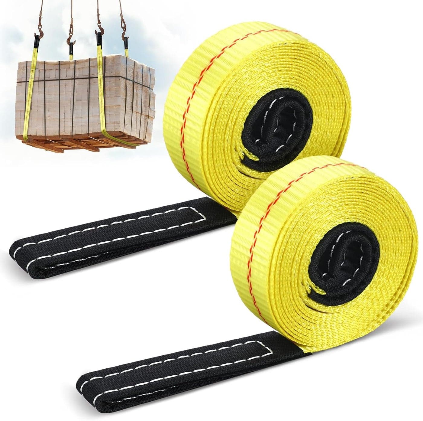 Shappy 2 Pcs 1 Inch x 10 ft Heavy Duty Lifting Straps for Hoist and Towing