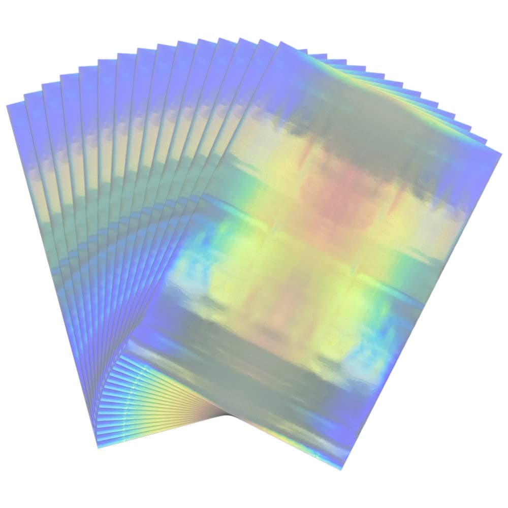50 Sheets Toner Reactive Foil Sheet for Crafts Paper Holographic Heat Transfer Craft Foil Paper for Scrapbooking Stamping Cardstock Heat Transfer DIY Crafts Accessories 79 x 114inchLaser Silver