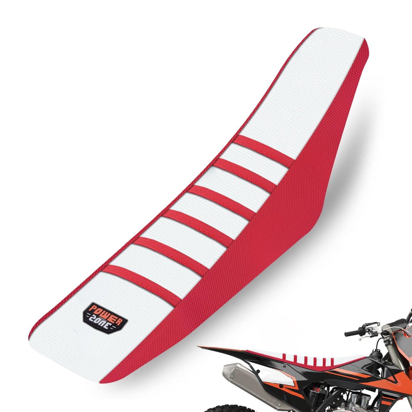 MCHMFG Universal Ribbed Dirt Bike Seat Cover Gripper Soft Seat Cover for Most Dirt Pit Bike Motorcycle RedWhite