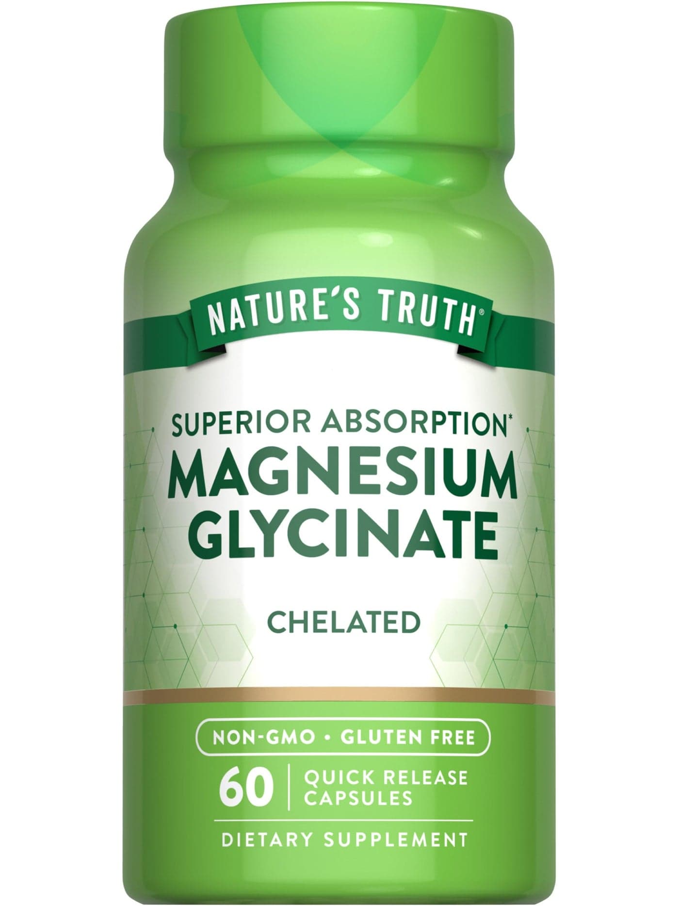 Natures Truth Magnesium Glycinate Capsules 200mg 60 Count Chelated Superior Absorption Formula NonGMO Gluten Free Supplement