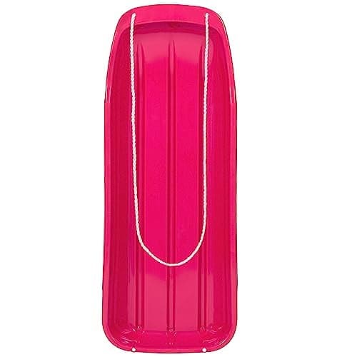 Best Choice Products 48in Kids Plastic Toboggan Snow Sled wPull Rope Pink