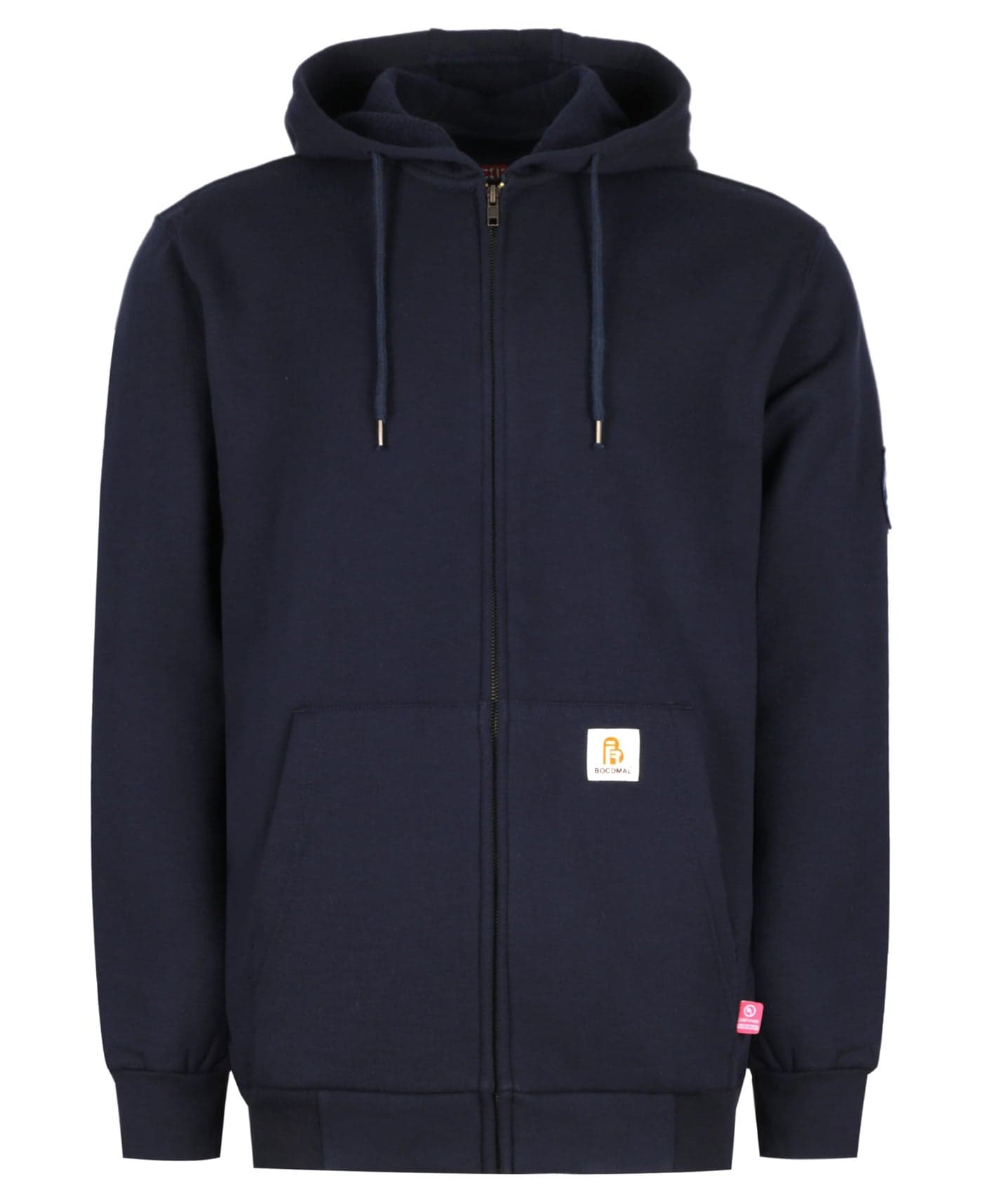 BOCOMAL FR Sweatshirt Hoodie Zipper Front Shirts 105oz Midweight Navy Flame Resistant Hooded Shirt