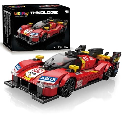 WISEPLAY Red Formula 307Piece Adult Sports Car Building Set Formula Car Model Kit Perfect Christmas or Birthday Gift