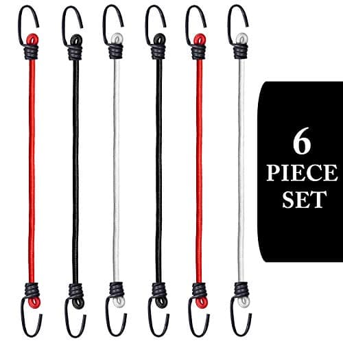 AQBAH High Strength Elastic Bungee/Shock Cord Luggage Tying Rope with Hooks 4ft (Color May Vary) -Set of 6