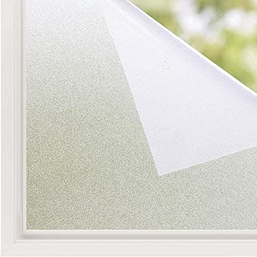 WISDOM Privacy Window Film Frosted Glass FilmGlass Film No Glue Anti-UV Window Sticker Non Adhesive for Privacy Office Meeting Room Bathroom Living Room (Simple Frosted, 24 x 136)