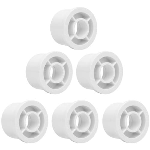 6Pack 2"x 3/4" PVC DWV Reducing Bush Adapter Pipe Fitting SCH40 Reducer Bushing (Socket x Socket) for Home Sewer Plumbing