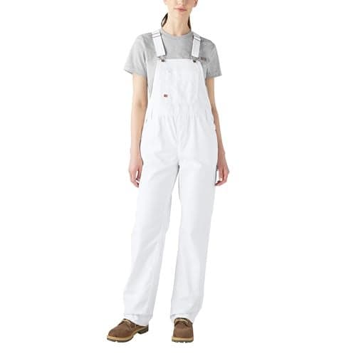 Dickies Womens Bib Overall 100 Cotton Denim with ScuffGard White S