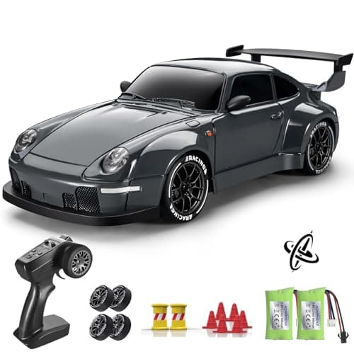 ACAMMZAR RC Drift Car Pro Upgraded with Gyro 124 Full Proportional Remote Control Car 25KMH 4WD High Speed RC Cars with Lights Extra Racing Tires Vehicle for Adults Kids Boys Girls Gray