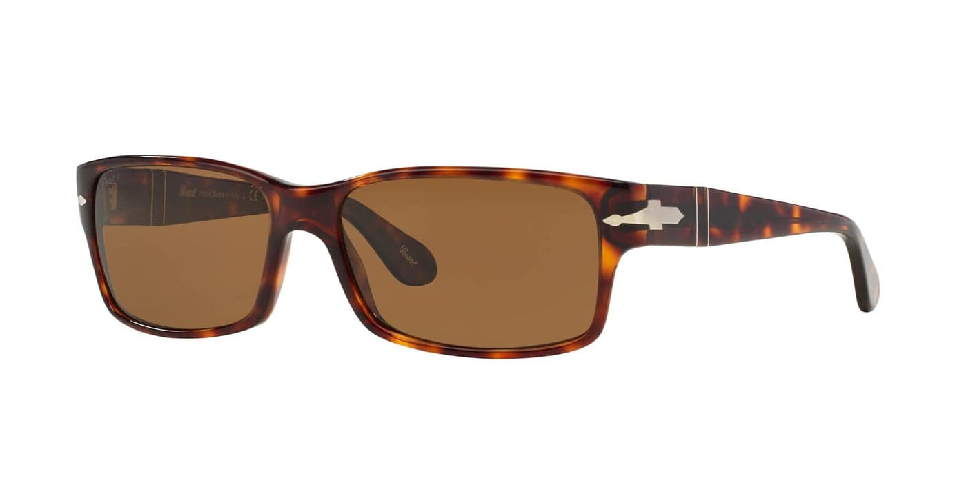 Persol PO2803S Rectangular Sunglasses, Havana/Brown Polarized, 58 mm