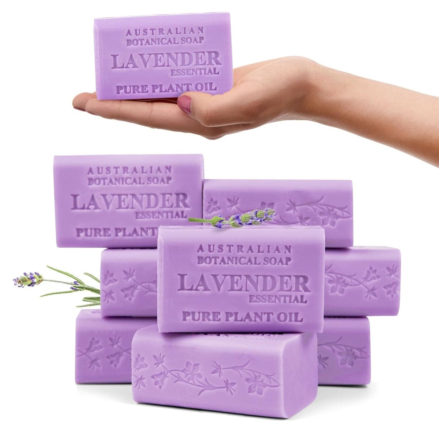 Australian Botanical Soap 66 OZ Lavender and Essential Oil Triple Milled Bars made with a Natural Soap Base and Enriched with Organic Shea Butter Pack of 8