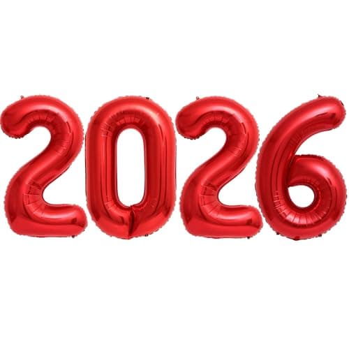 Giant Red 2026 Balloons 40 Large Red 2026 Balloons Helium Mylar Foil Balloons for 2026 New Year Graduation Christmas Party Decoration