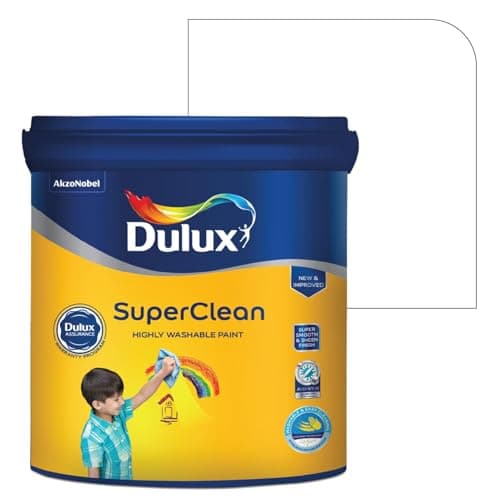 Dulux SuperClean Interior Emulsion Paint For Walls | Soothing Sheen & Rich Finish | Washable & Easy To Clean | Water Based Durable Paint (4L, Br.White)