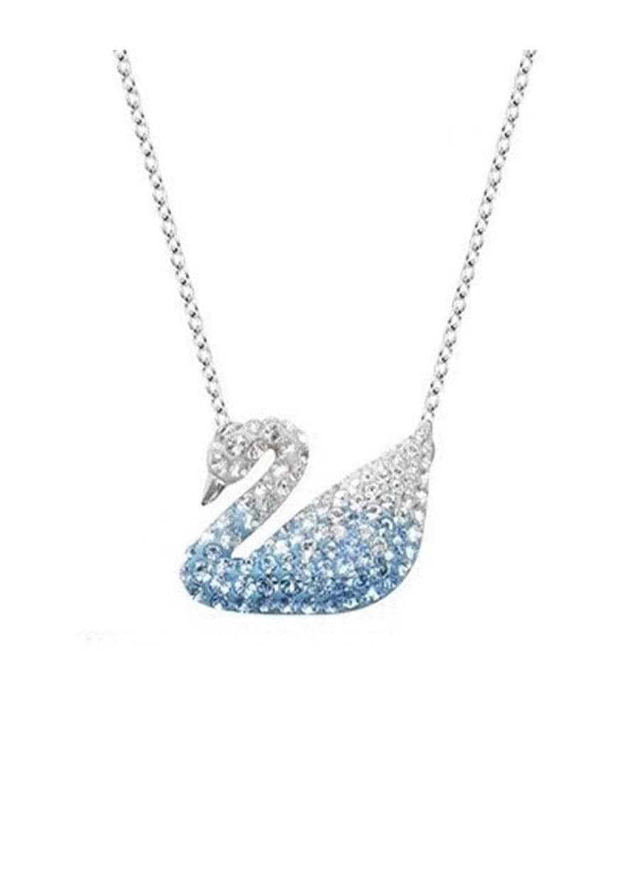 Swan Necklace with Crystal Elements Women's Crystal Smart Clavicle Necklace Suitable for Birthday Gifts - Gradient Blue Swan
